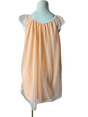 Vintage 60's peach babydoll nightgown L