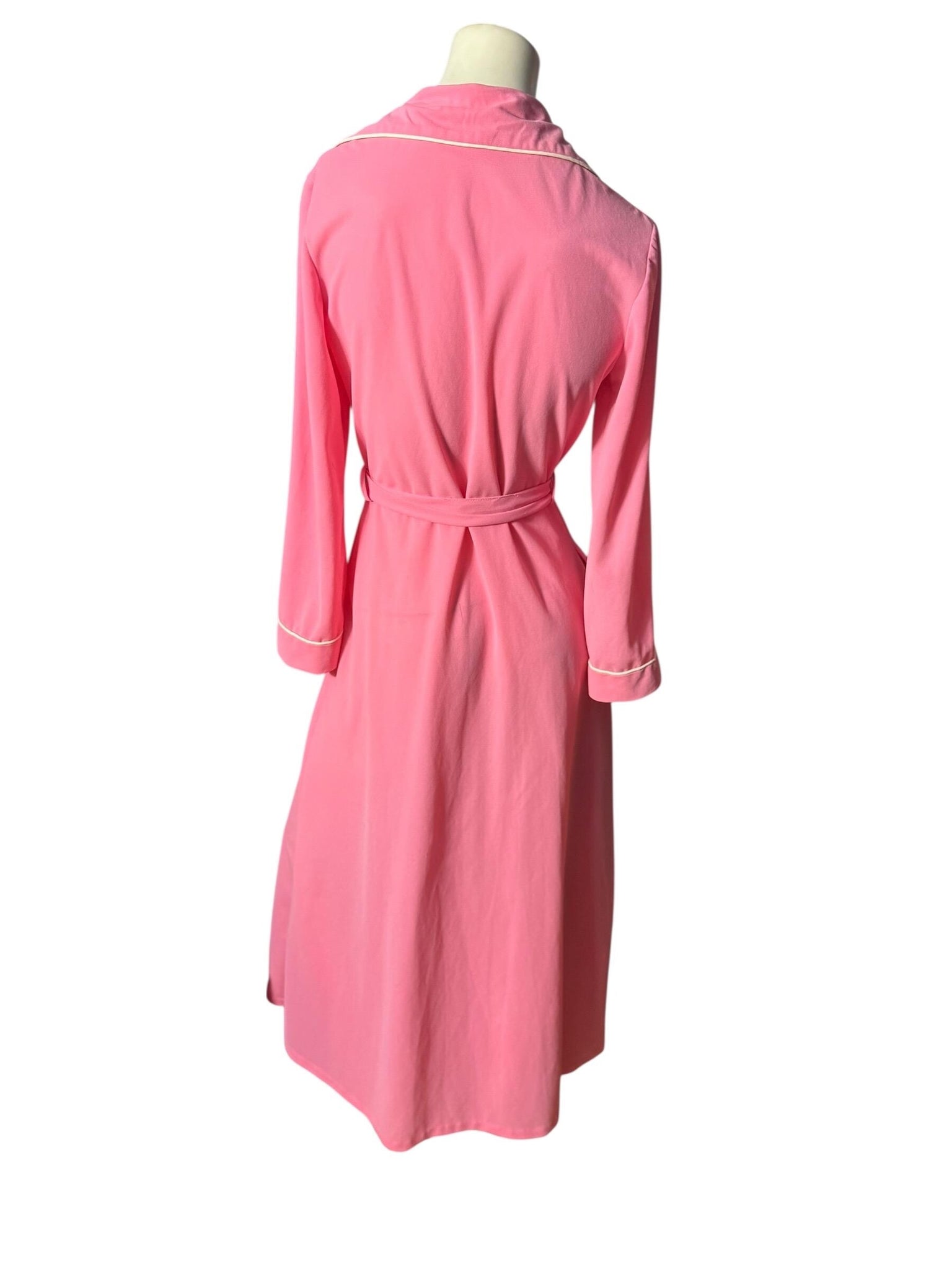 Vintage 70's pink robe M Sears Take A Long