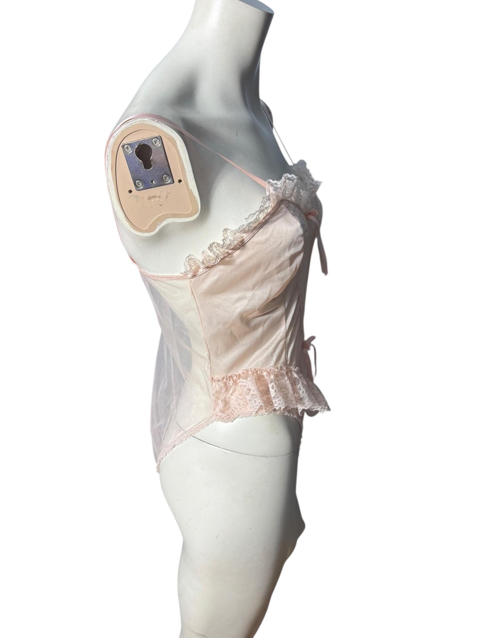 Vintage 80's pink teddy lingerie M Sears