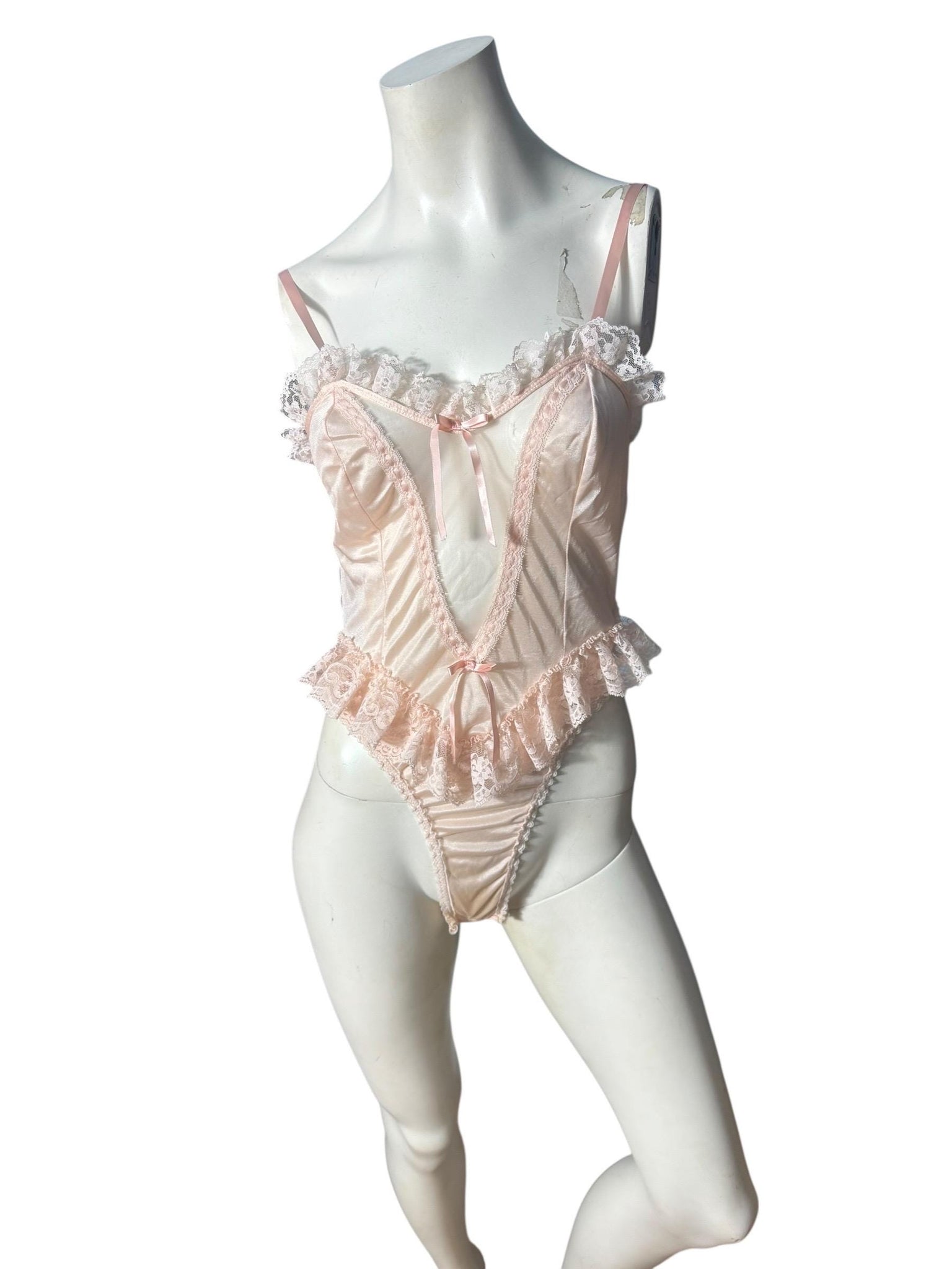 Vintage 80's pink teddy lingerie M Sears