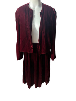 Vintage 70's maroon velvet skirt suit set S Intuitions