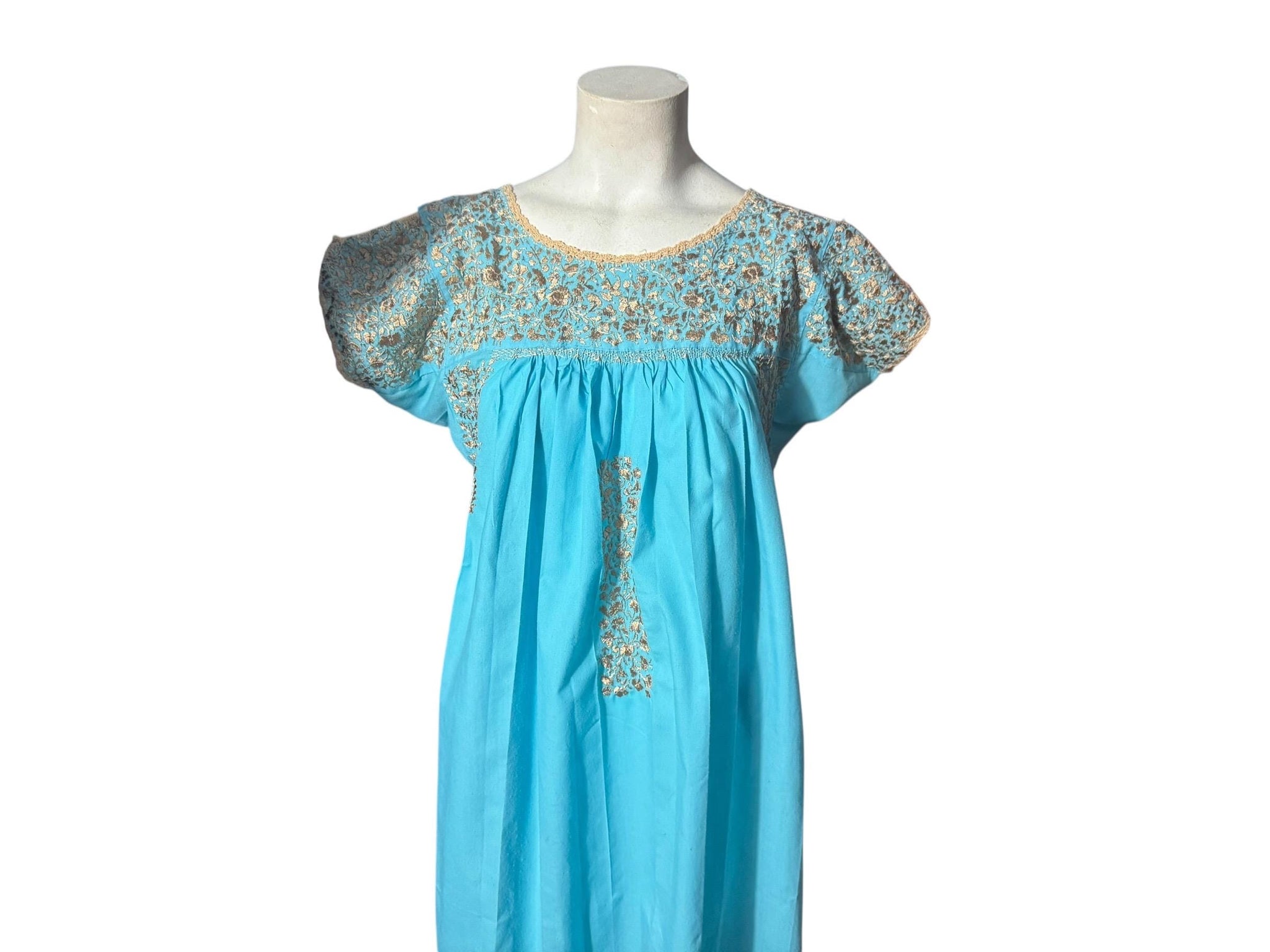 Vintage Mexican embroidered dress M L