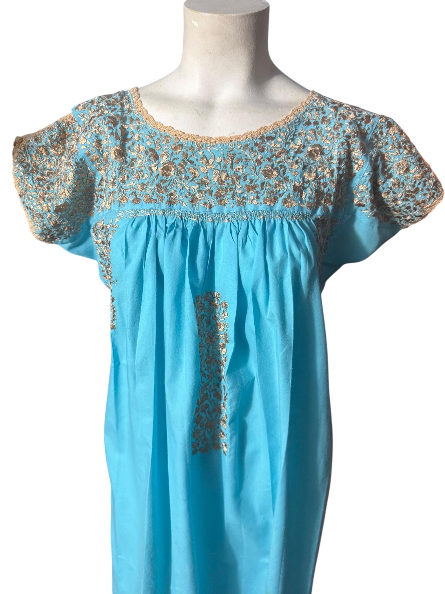 Vintage Mexican embroidered dress M L