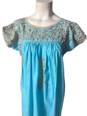 Vintage Mexican embroidered dress M L