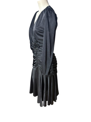 Vintage 80's draped black slinky M