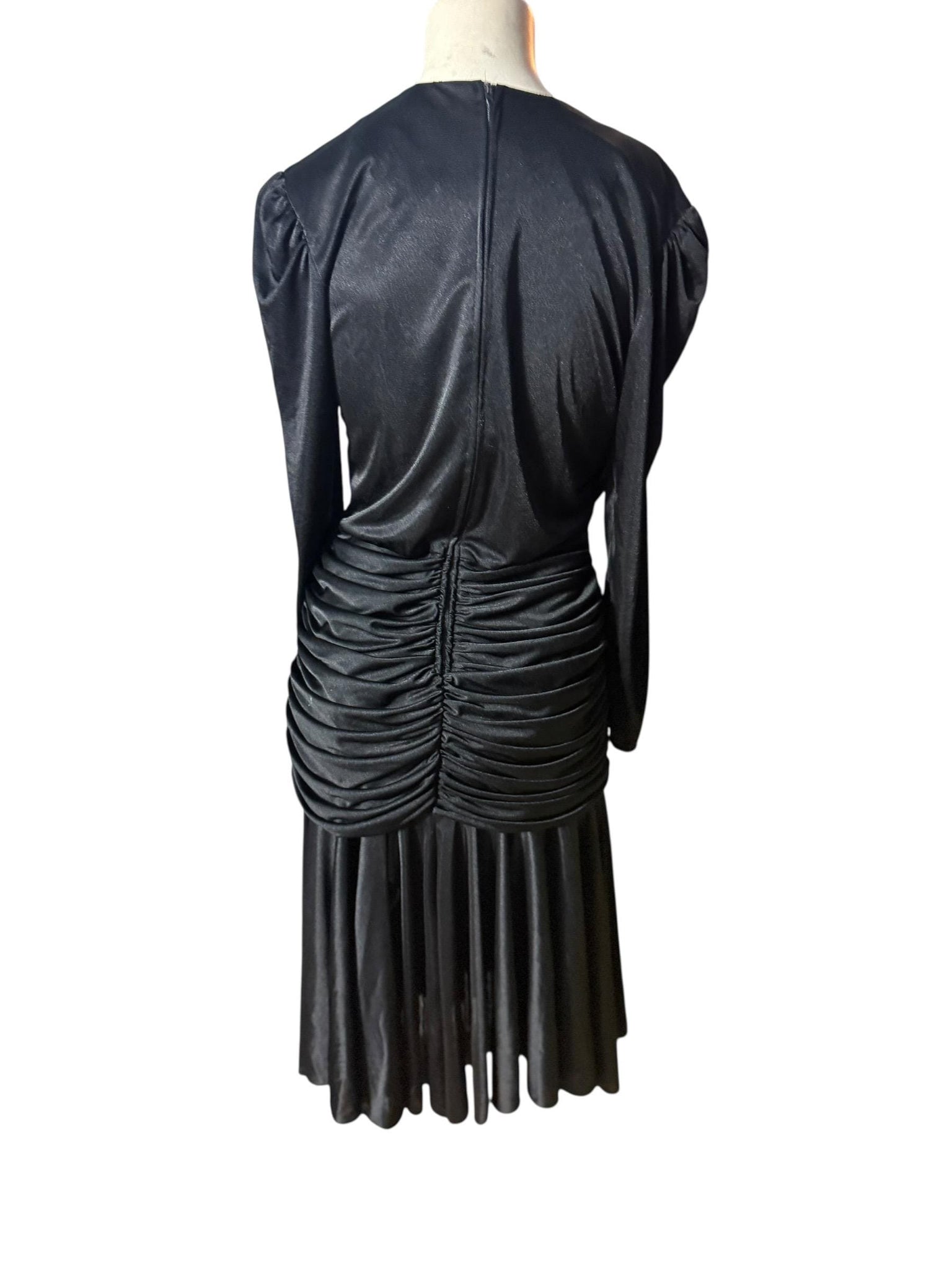 Vintage 80's draped black slinky M