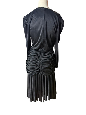 Vintage 80's draped black slinky M