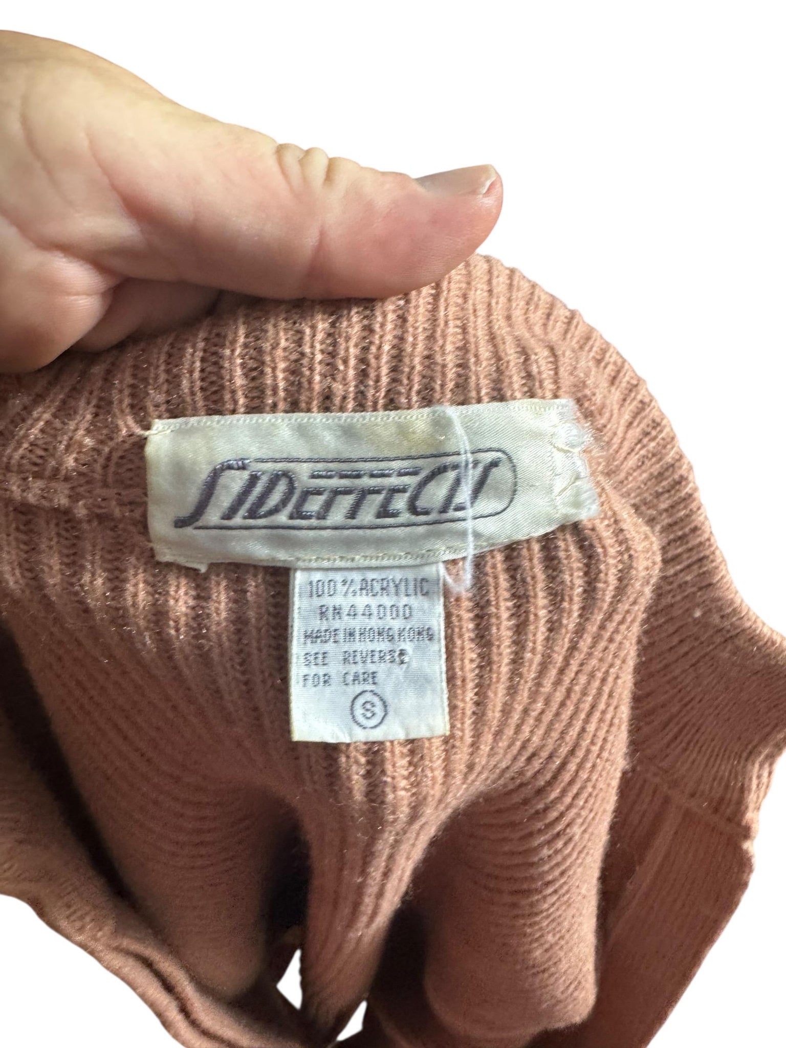 Vintage 80's tan sweater jacket S Side Effects