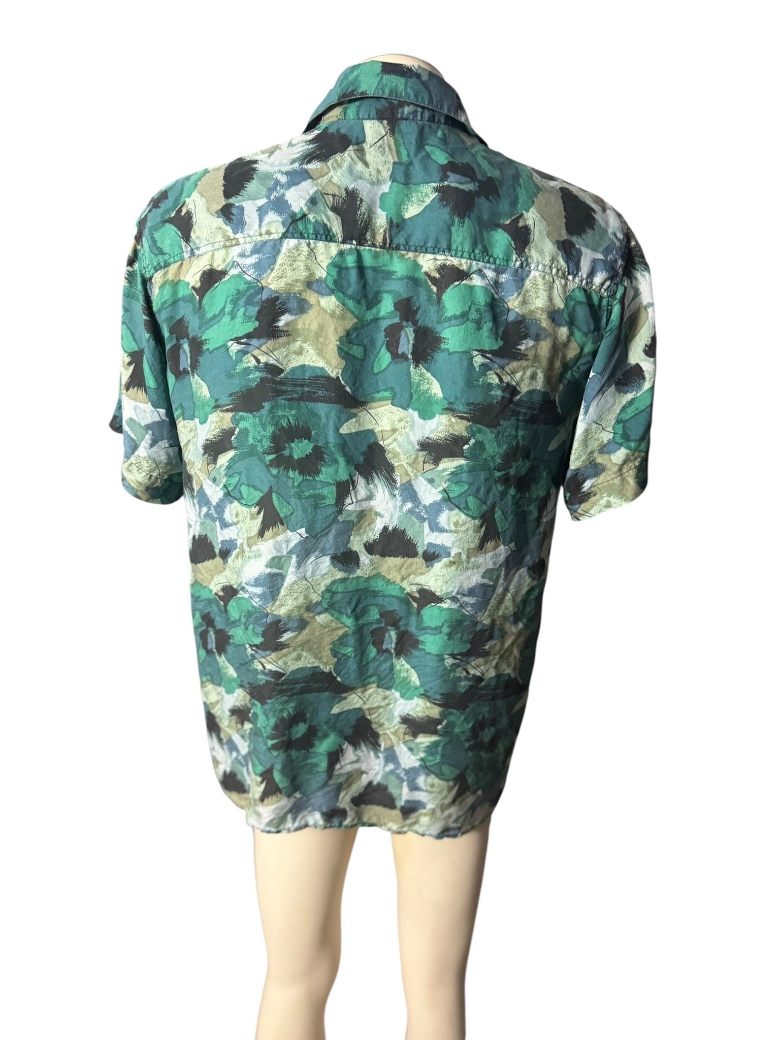 Vintage 80's silk men's shirt S Robert Stock