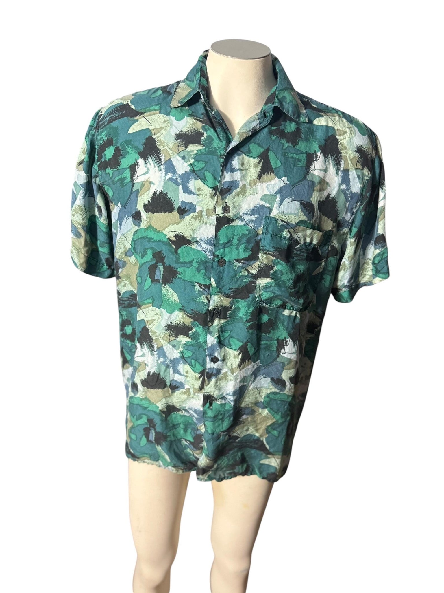 Vintage 80's silk men's shirt S Robert Stock