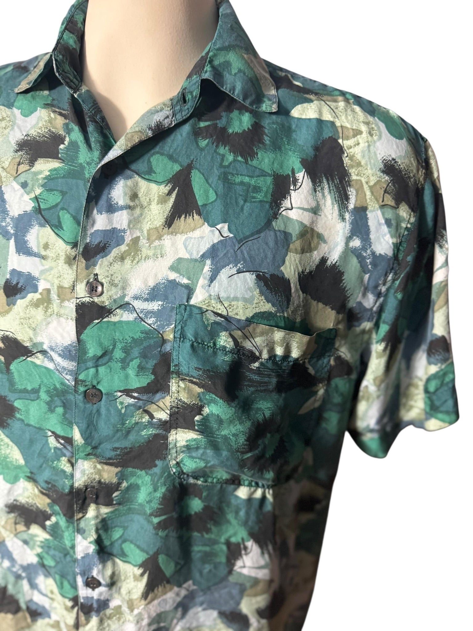 Vintage 80's silk men's shirt S Robert Stock