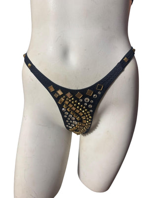 Vintage black & gold stud bra and panties 34B