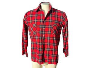 Vintage red plaid flannel shirt M Dickies