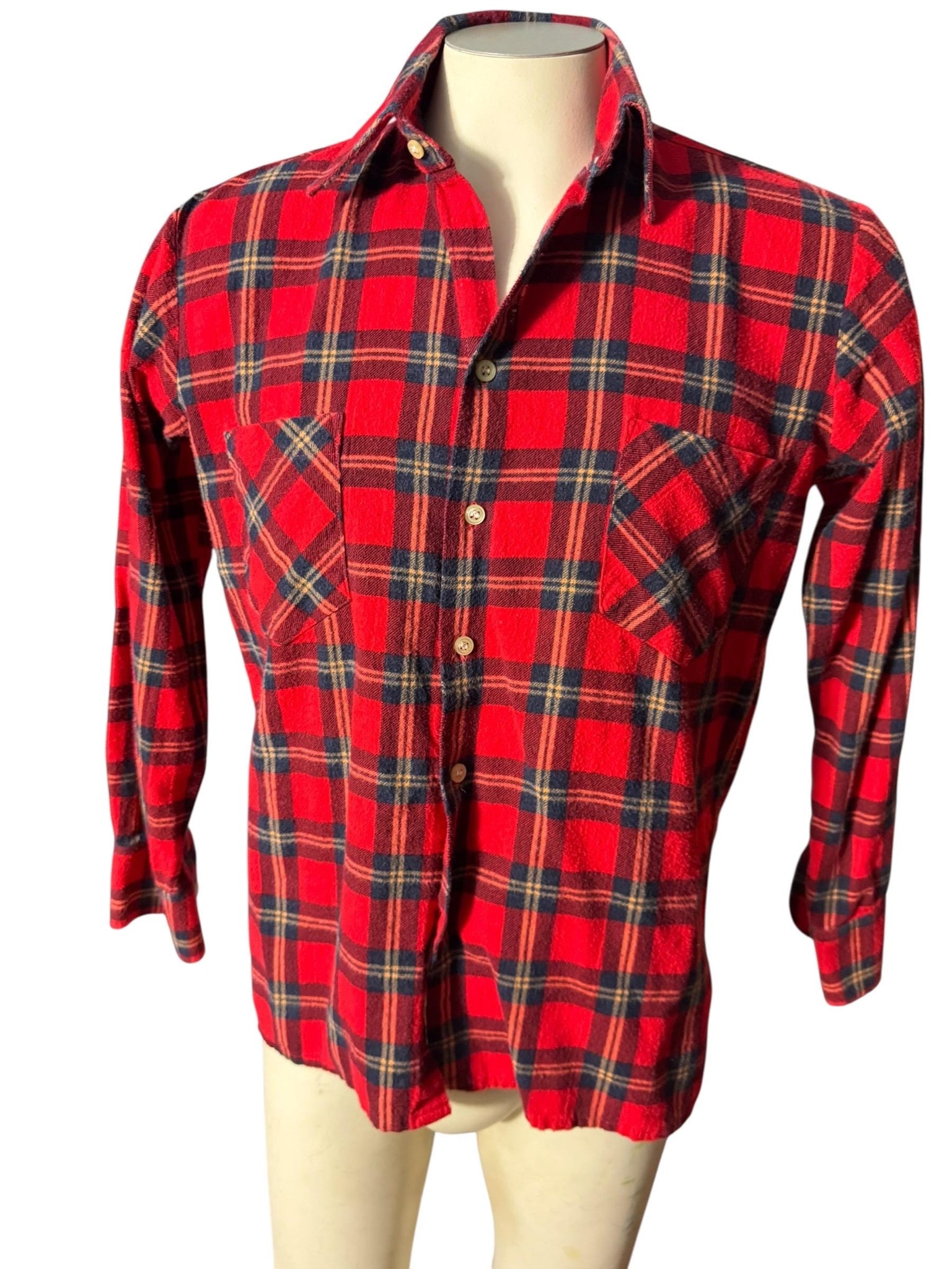 Vintage red plaid flannel shirt M Dickies