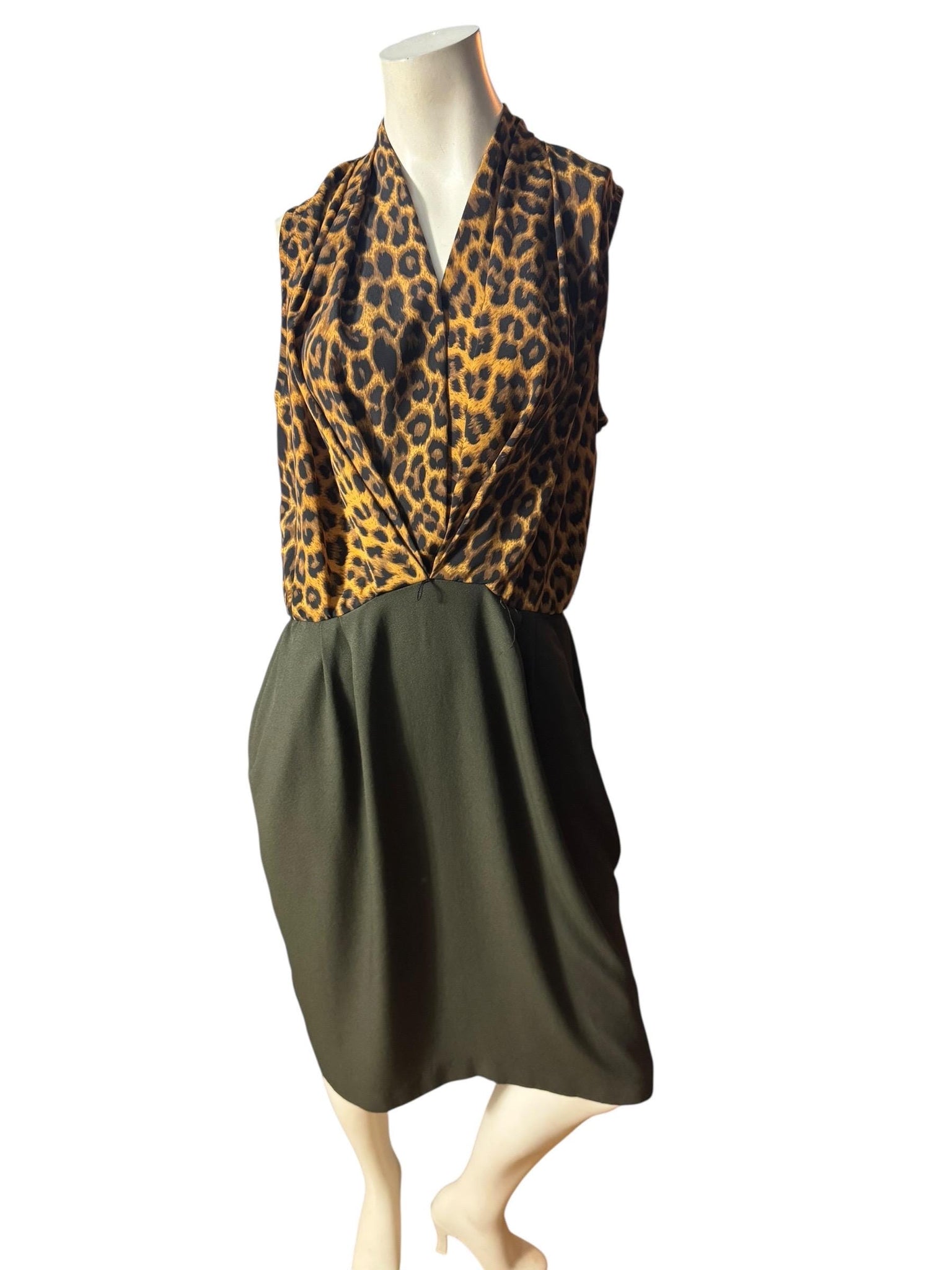 Vintage 80's leopard dress & jacket L 12 crepe rayon