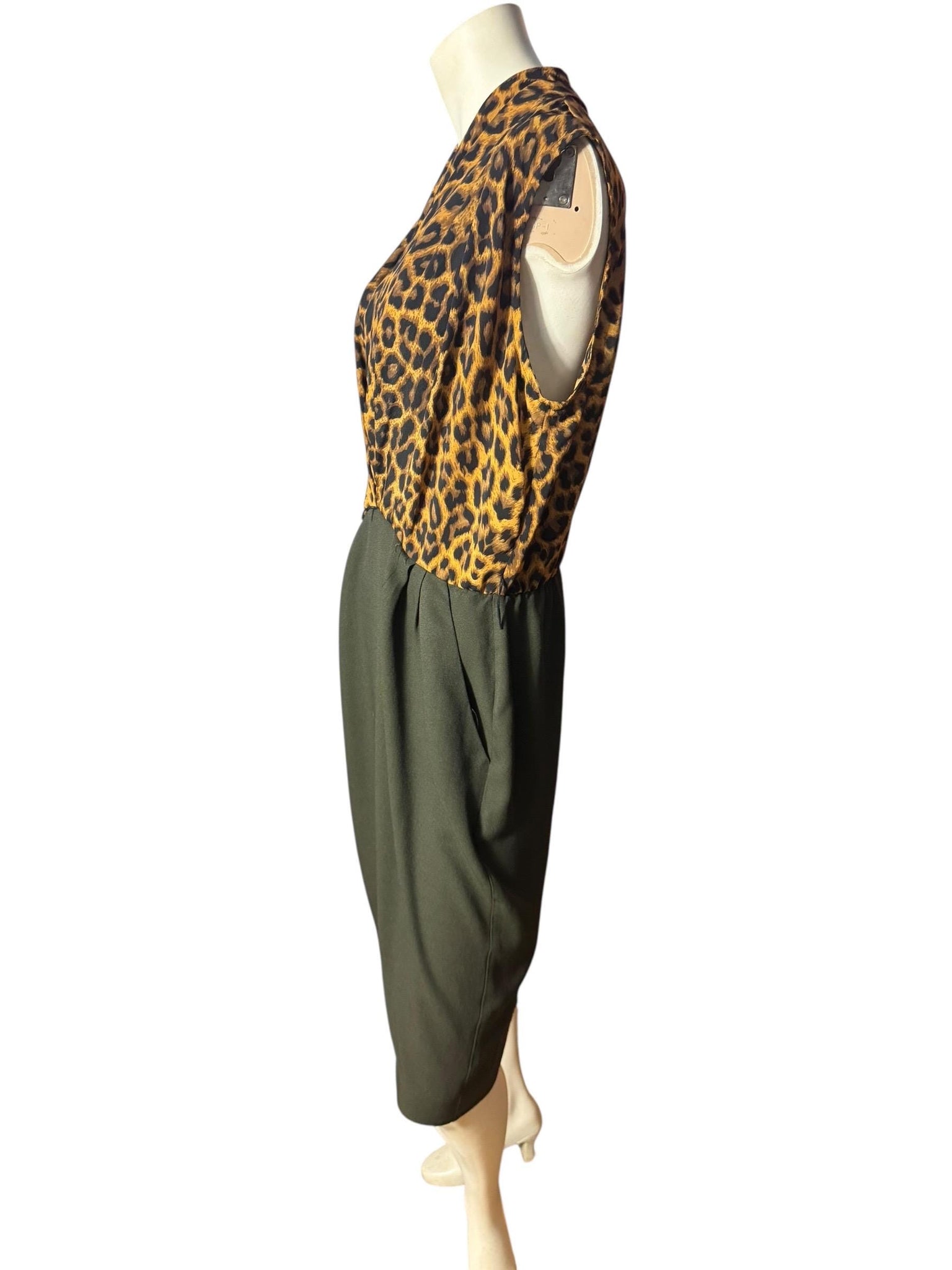 Vintage 80's leopard dress & jacket L 12 crepe rayon