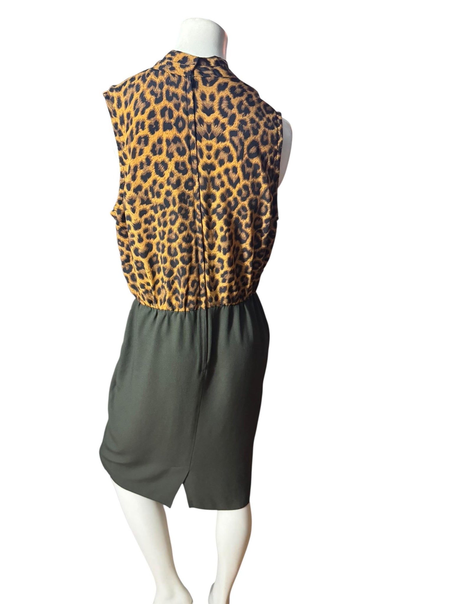 Vintage 80's leopard dress & jacket L 12 crepe rayon