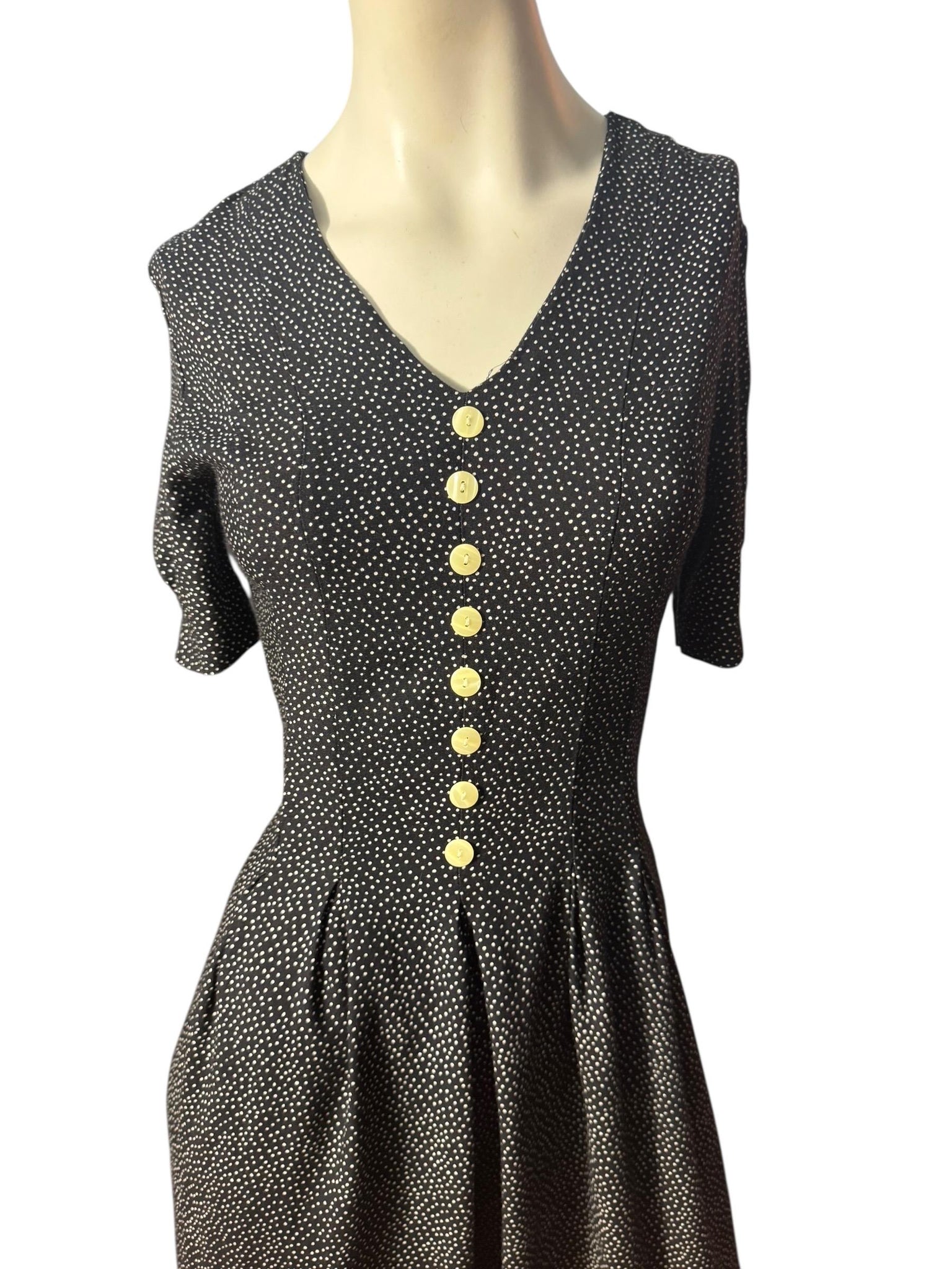 Vintage 80's black polka dot jumpsuit romper M