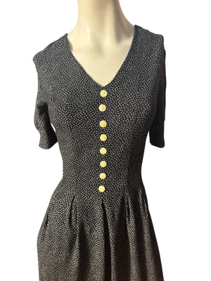 Vintage 80's black polka dot jumpsuit romper M