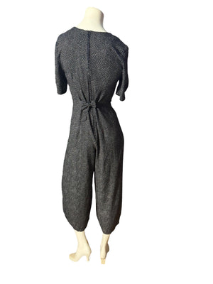 Vintage 80's black polka dot jumpsuit romper M