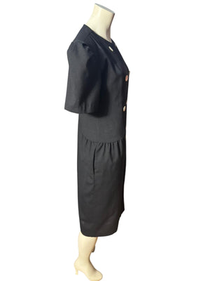 Vintage 80's black button up dress 8 Evan & Blake