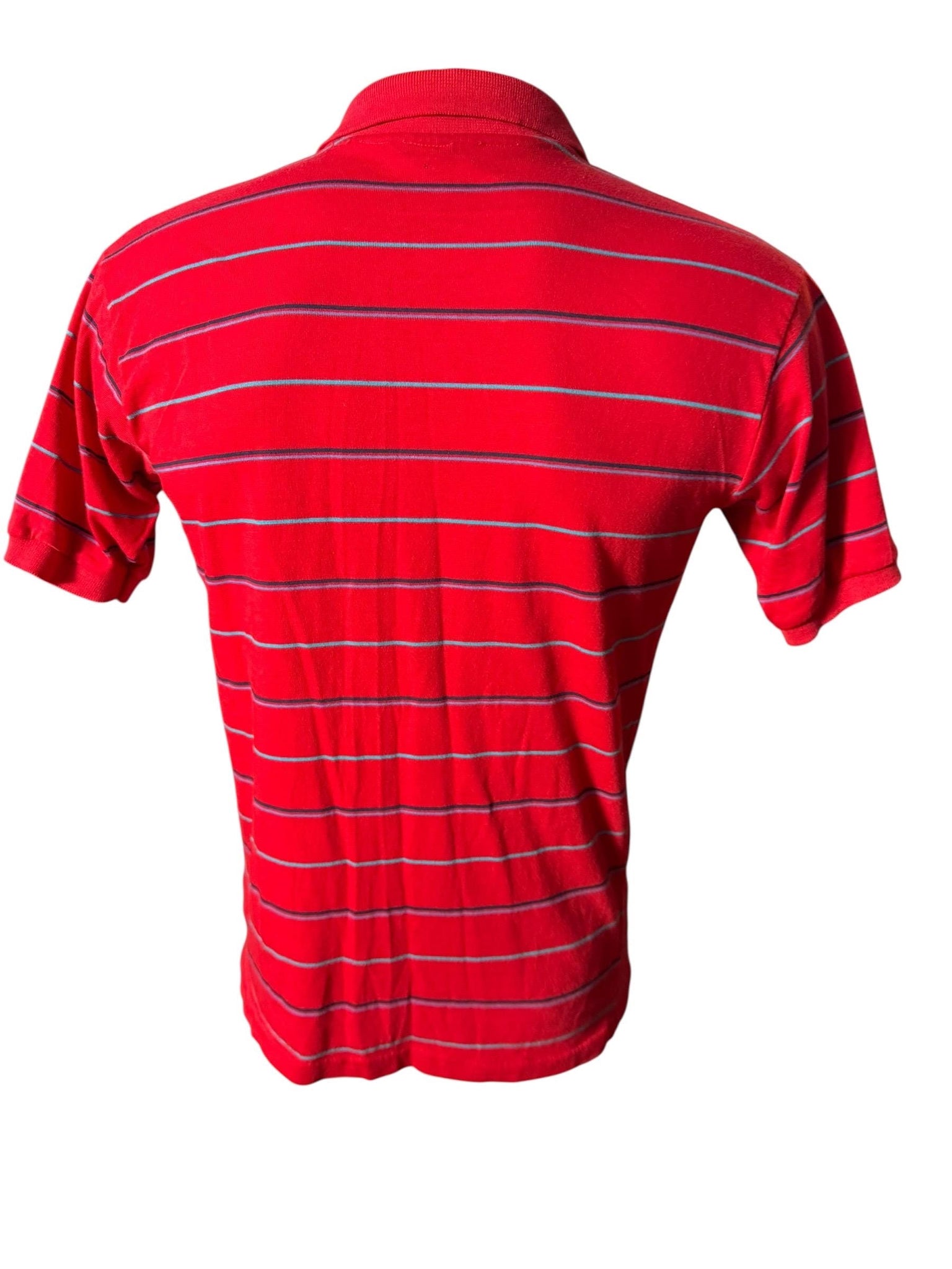Vintage 80's men's polo shirt L red stripe