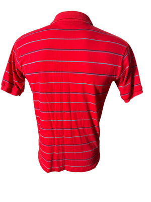Vintage 80's men's polo shirt L red stripe