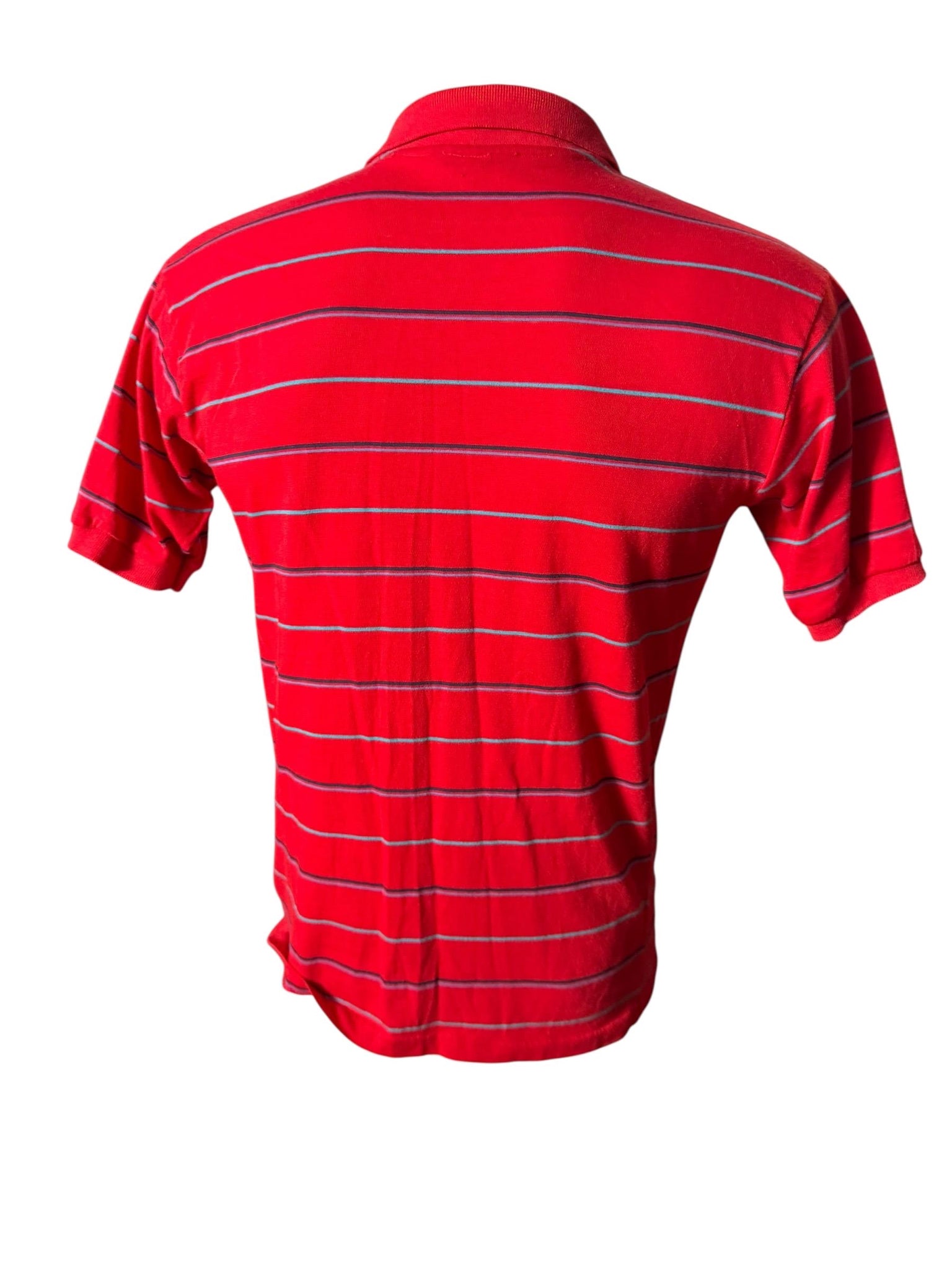 Vintage 80's men's polo shirt L red stripe