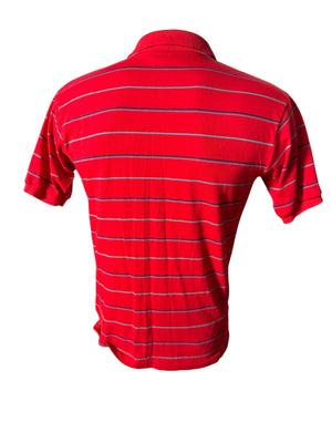 Vintage 80's men's polo shirt L red stripe