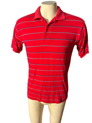 Vintage 80's men's polo shirt L red stripe