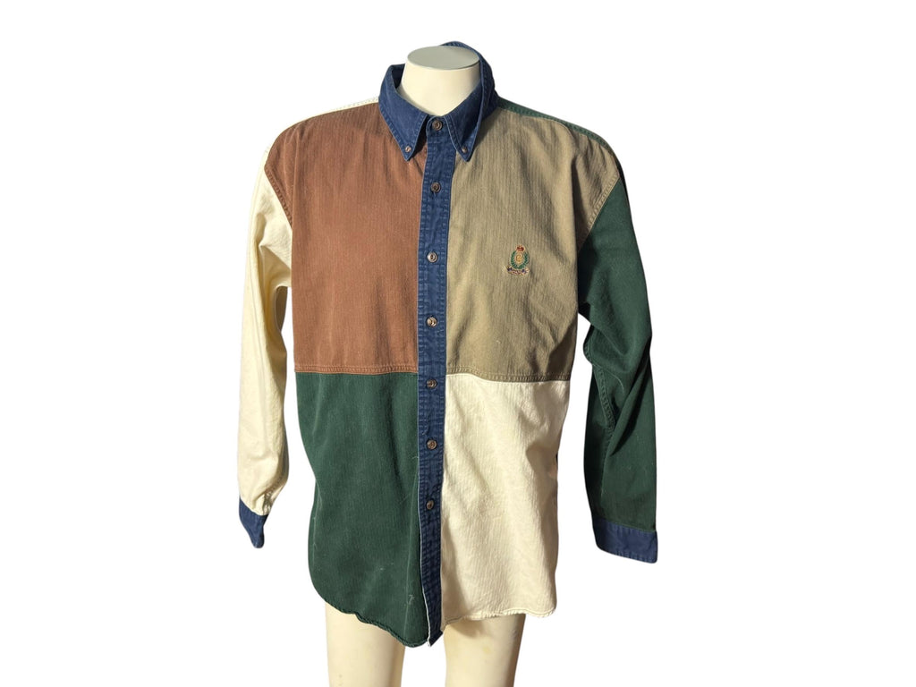 Vintage 80's color block button up shirt L Ralph Lauren