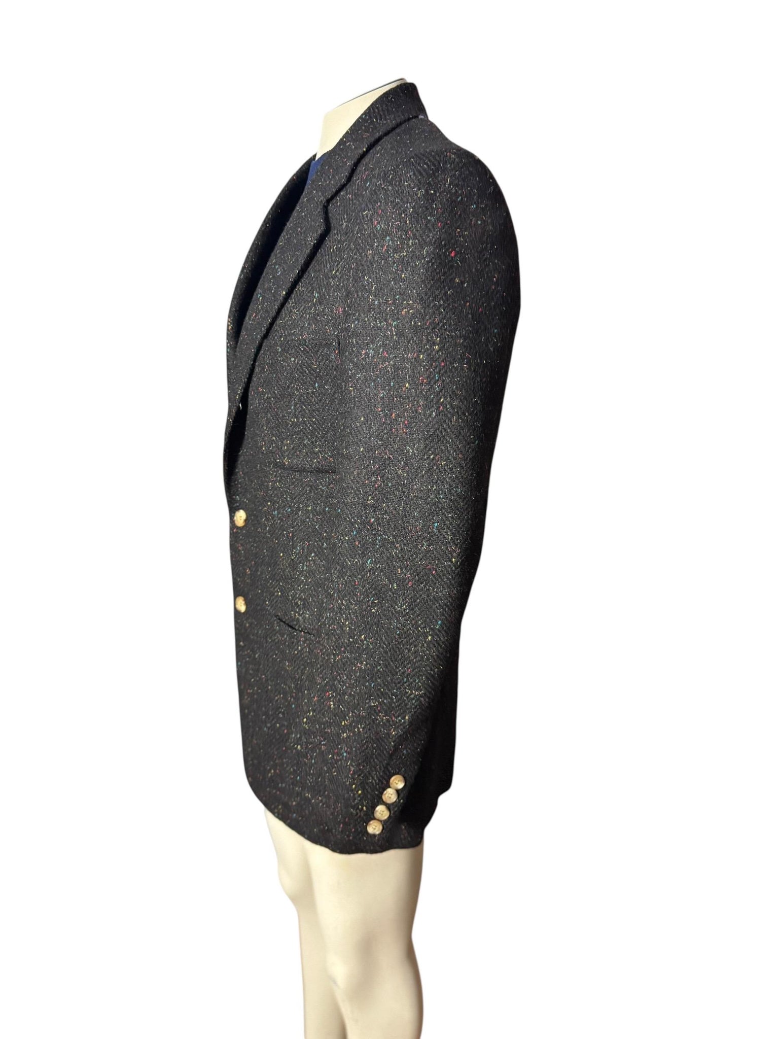 Vintage 80's vlack rainbow fleck suit jacket 39 L