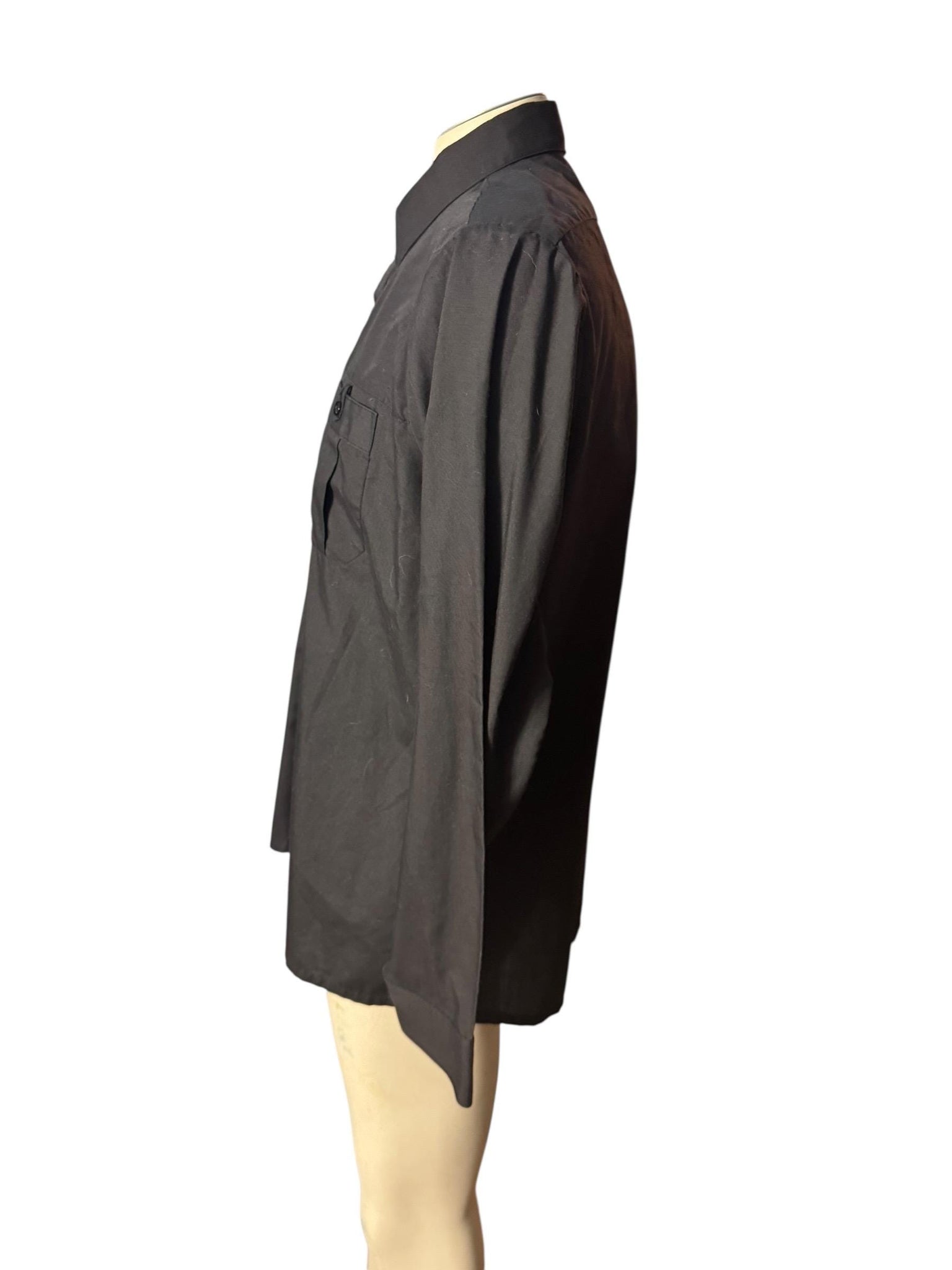 Vintage 70's black button up shirt L Van Cort