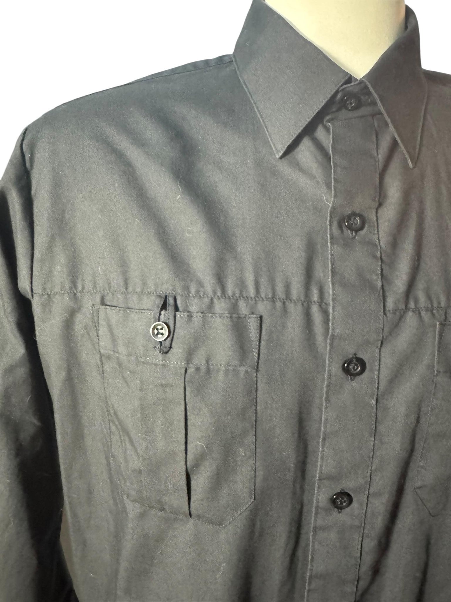 Vintage 70's black button up shirt L Van Cort