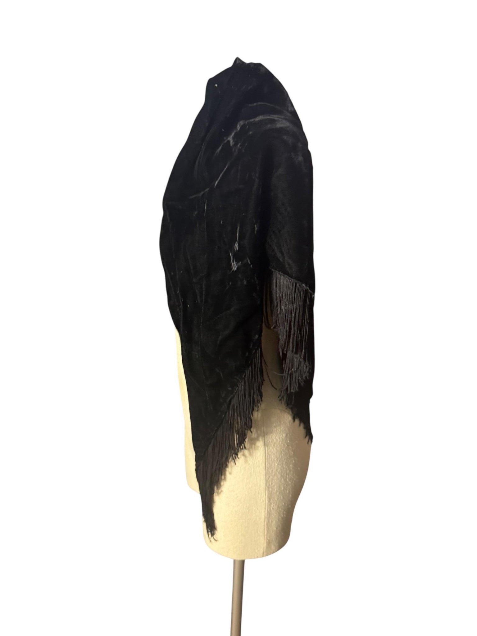Vintage black velvet shawl shoulder wrap