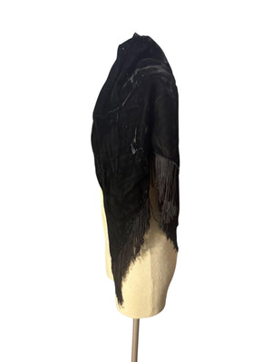 Vintage black velvet shawl shoulder wrap