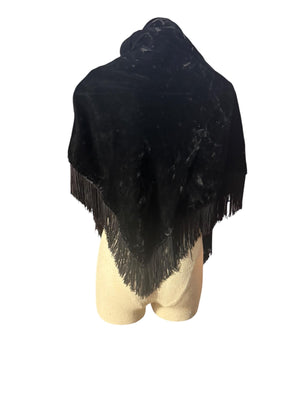 Vintage black velvet shawl shoulder wrap