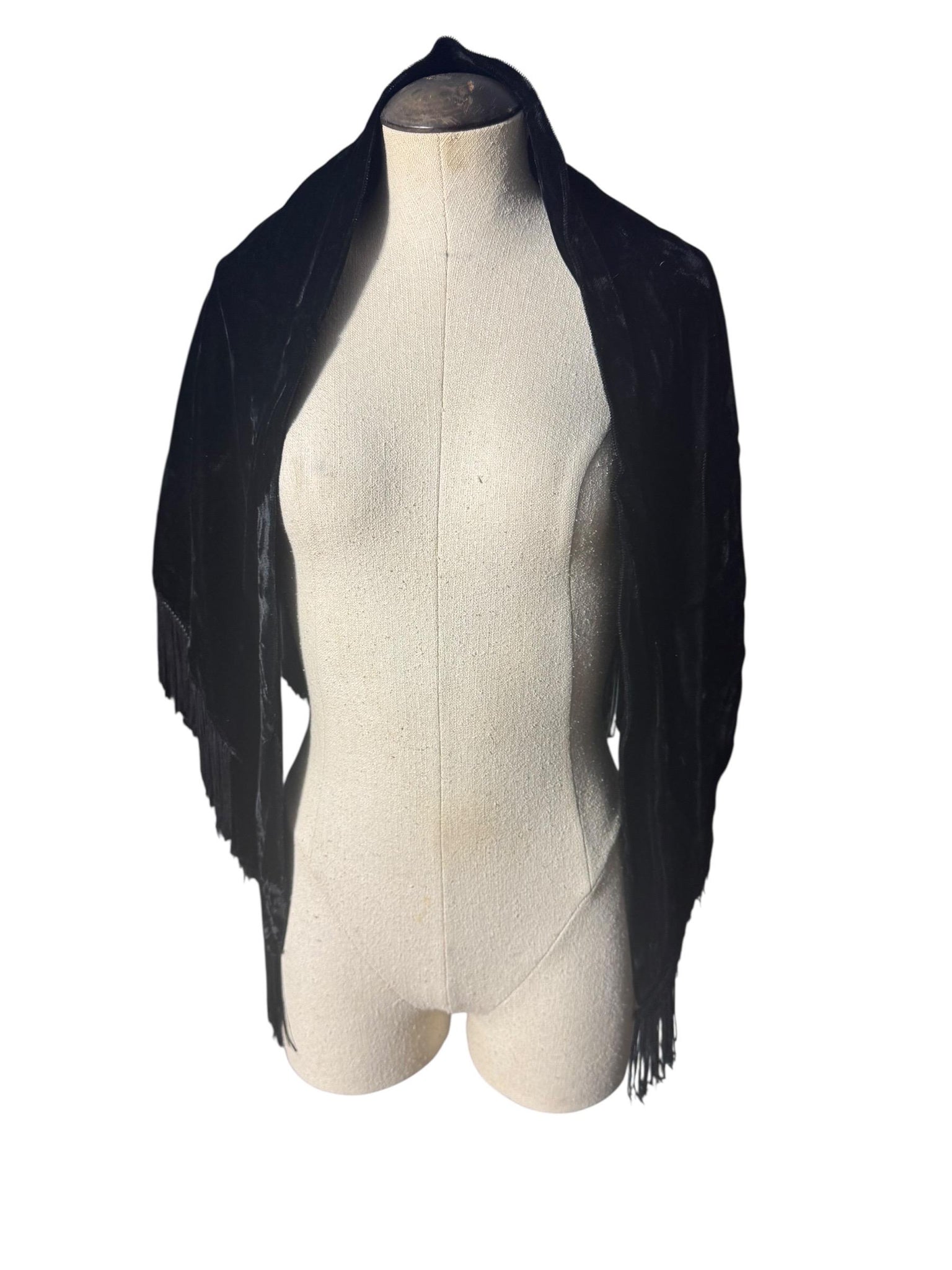 Vintage black velvet shawl shoulder wrap