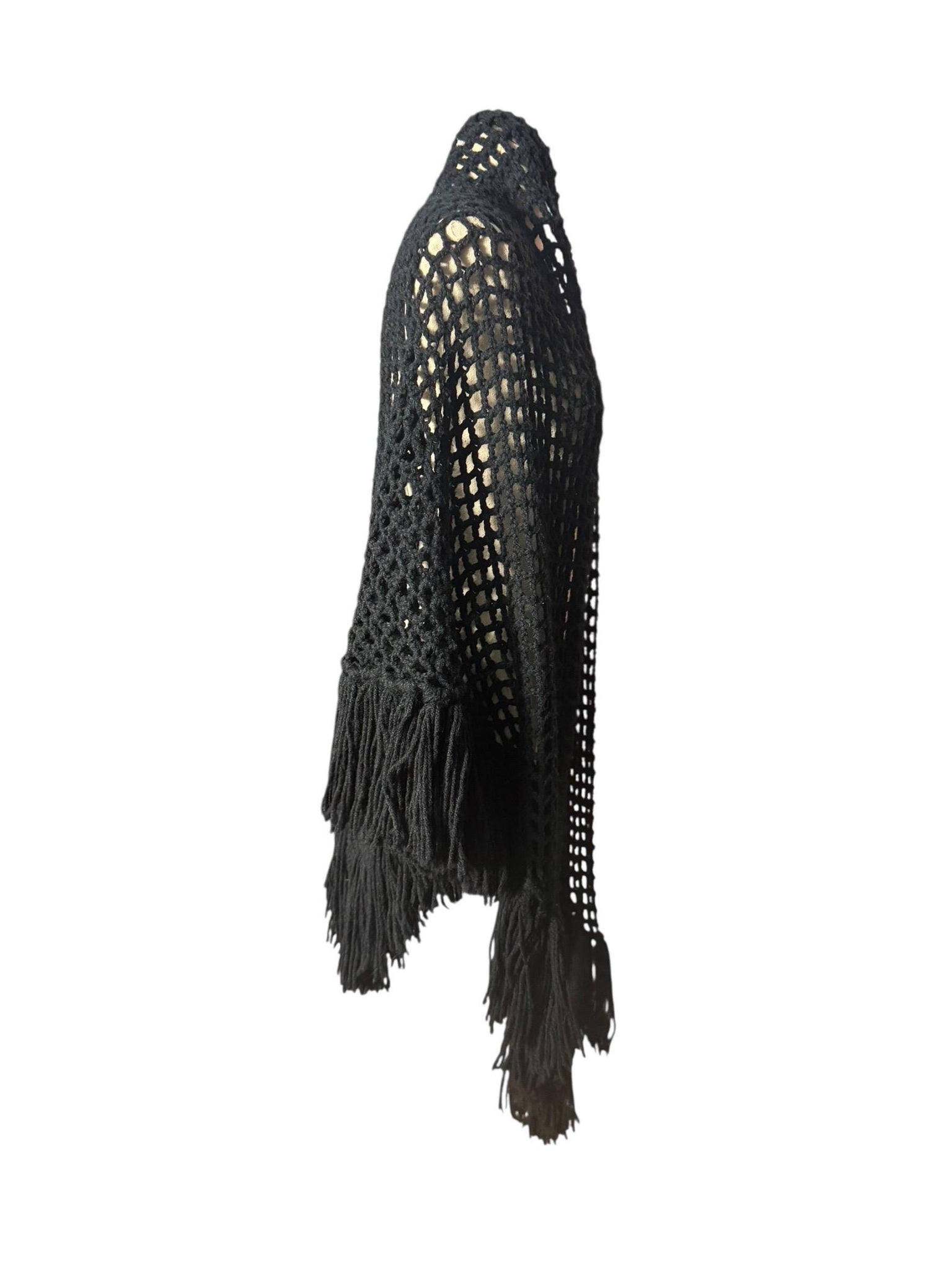 Vintage black crochet shawl