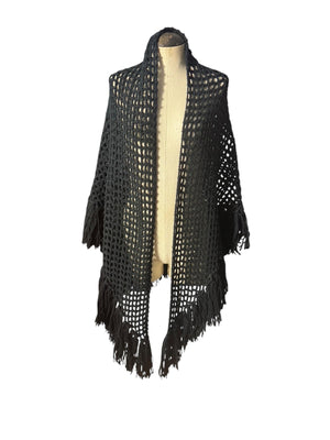 Vintage black crochet shawl