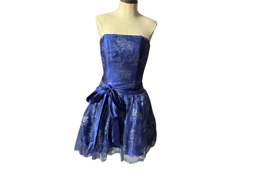 Vintage 80's Gunne Sax blue party dress XS 3