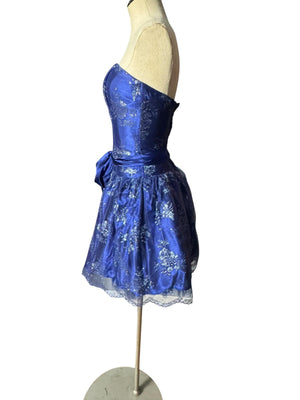 Vintage 80's Gunne Sax blue party dress XS 3