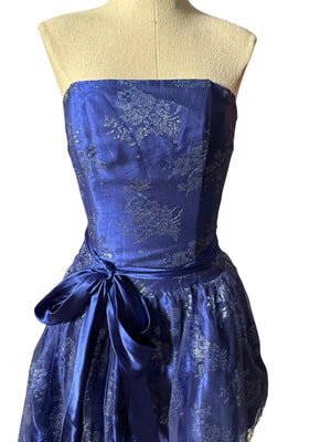 Vintage 80's Gunne Sax blue party dress XS 3
