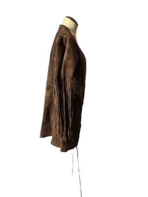 Vintage 70's leather western fringe jacket S