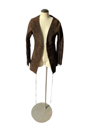 Vintage 70's leather western fringe jacket S