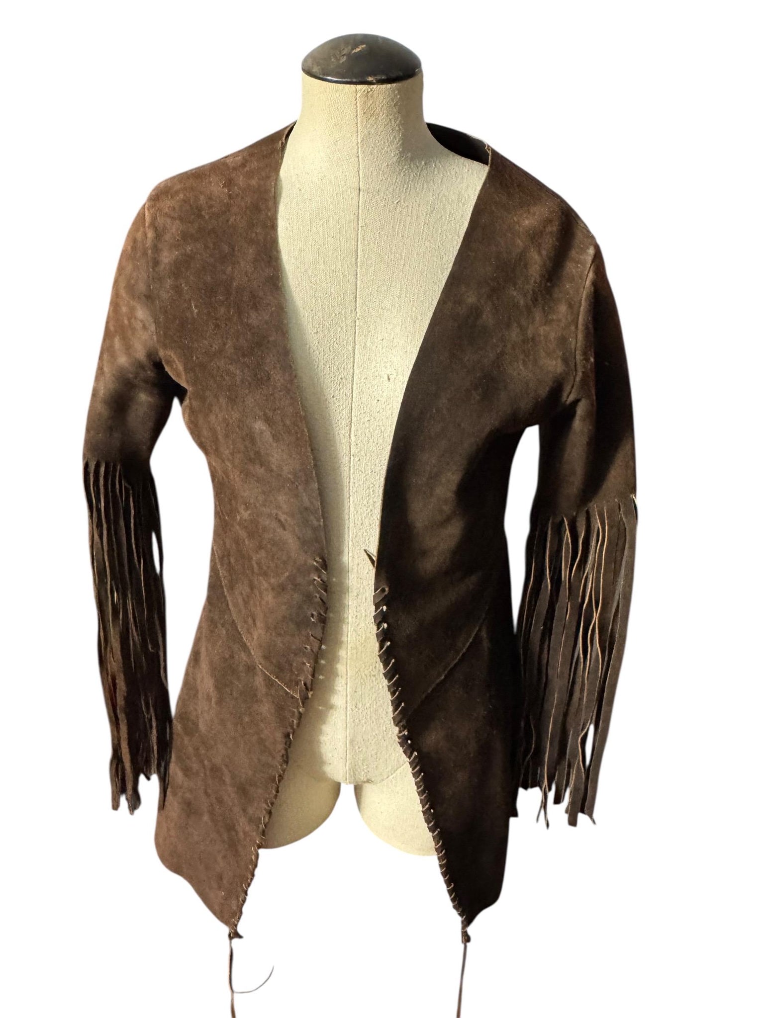Vintage 70's leather western fringe jacket S