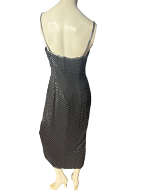 Vintage 80's black sequin and bead dress 12 L Cache