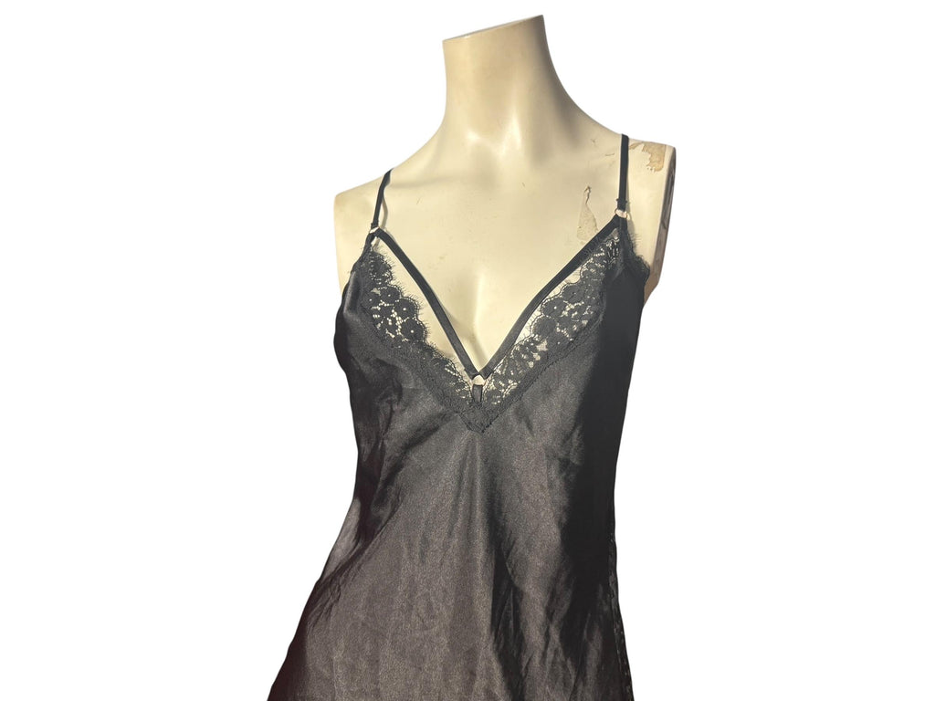 Vintage 90's black Victoria's Secret short nightgown L