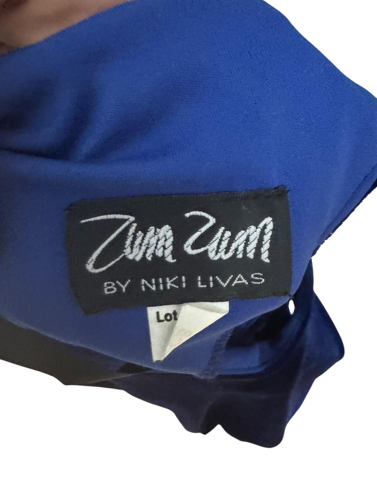 vintage 80's blue velour long dress M cut out Zum Zum
