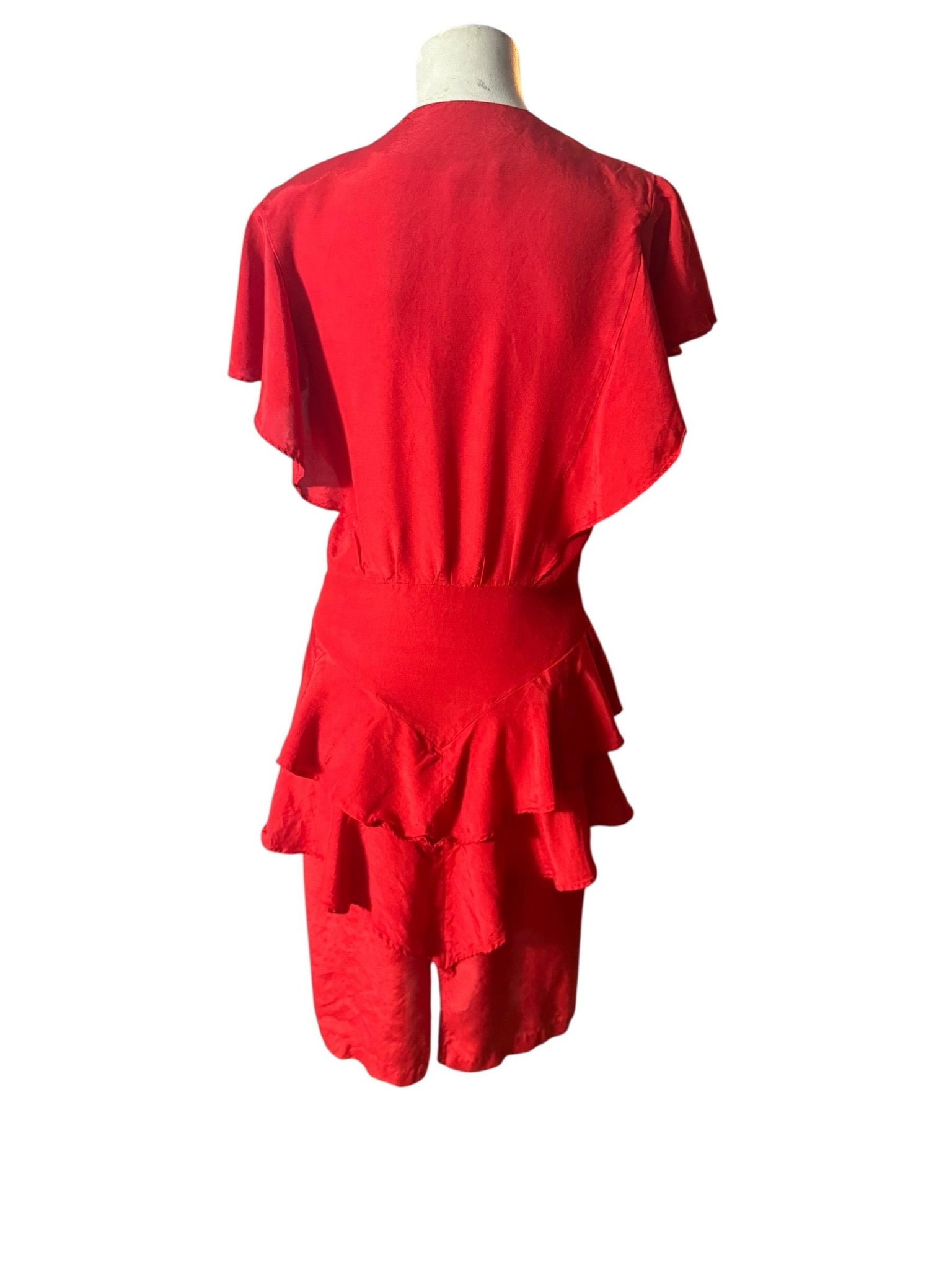 Vintage 80's red fitted peplum dress 7 M